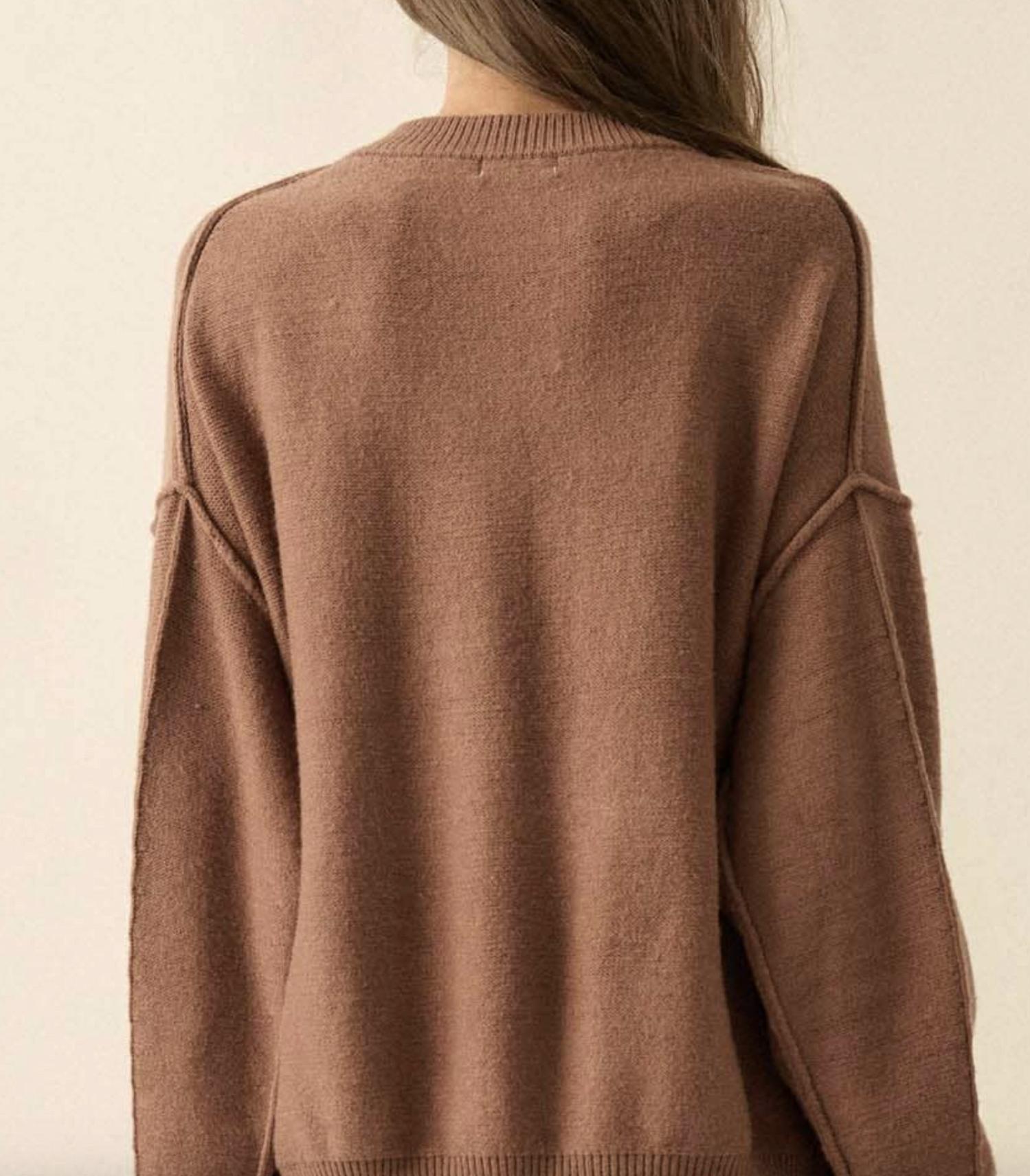 PROMESA Embroidered Tigers Sweater in brown - women's sweater - alternate view