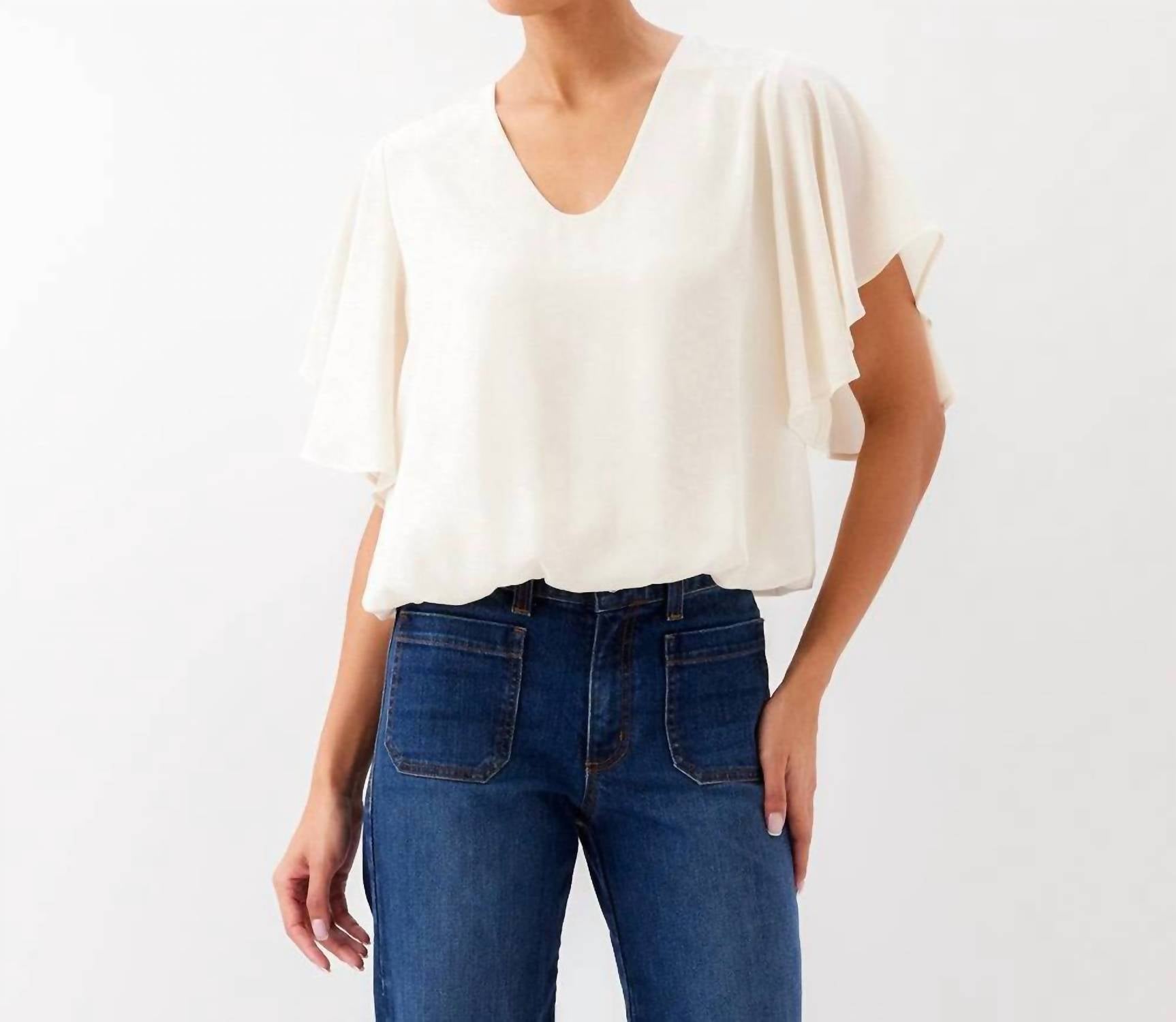 Karen Kane - Flutter Sleeve V-Neck Top