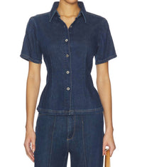 DL1961 - Women's Joice Short Sleeve Shirt in inkwell - women's shirt