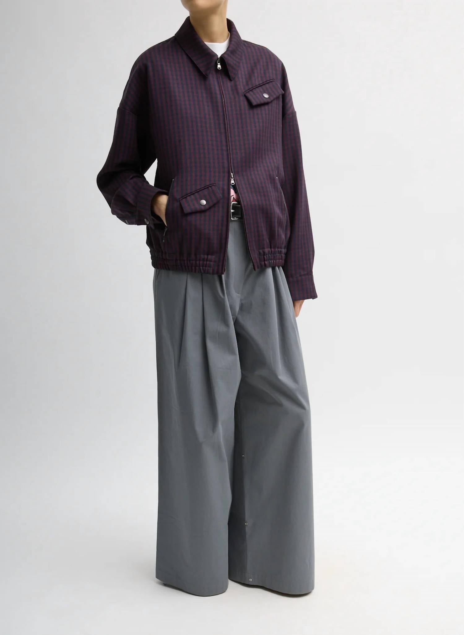 Tibi - Jules Wool Gingham Bomber Jacket