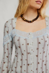 Free People Let's Party Cardi Top in pearl blue - women's cardigan - view 4