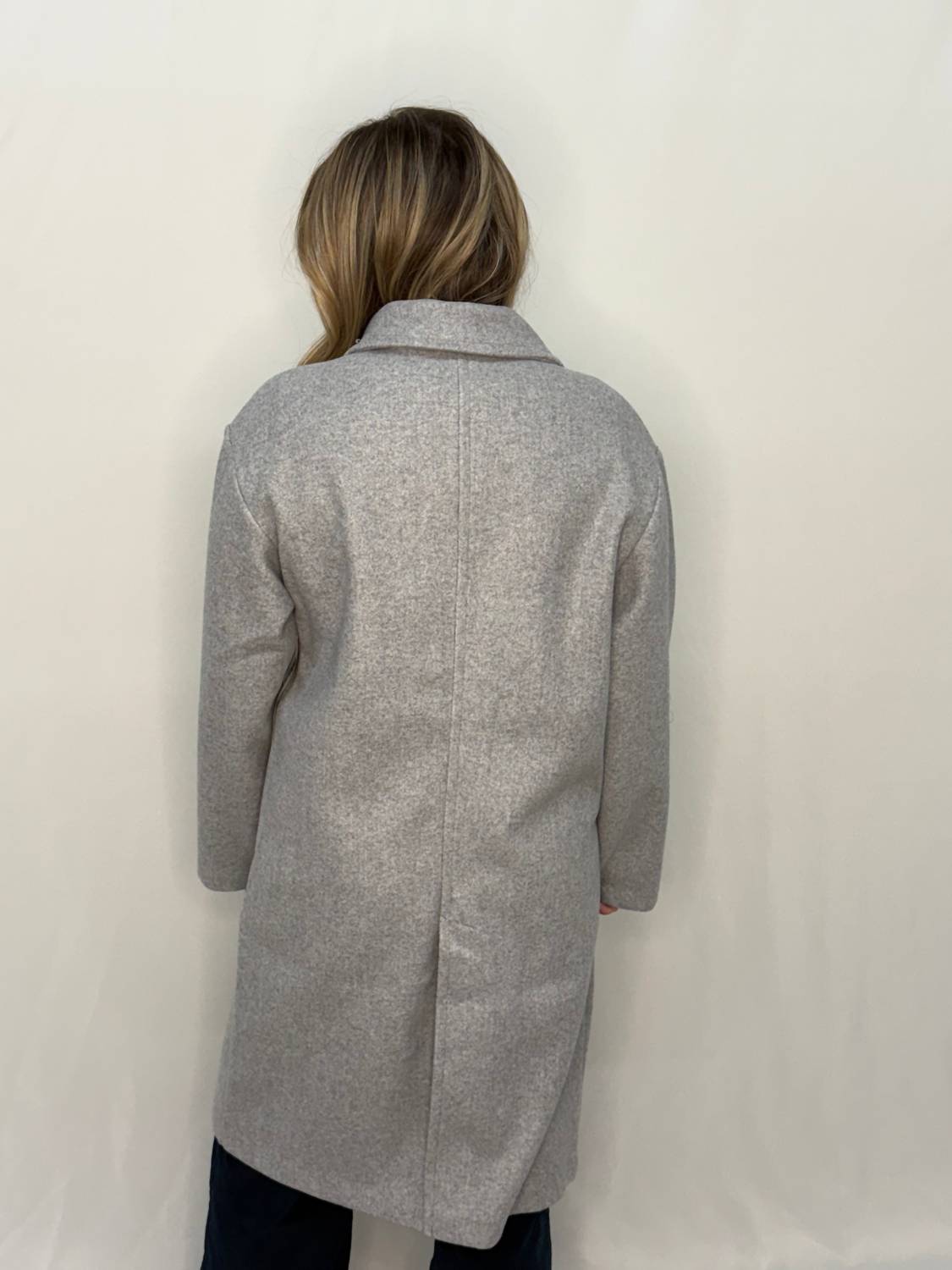 mono b Tailored Trench Coat in heather grey - women's jacket - detail view