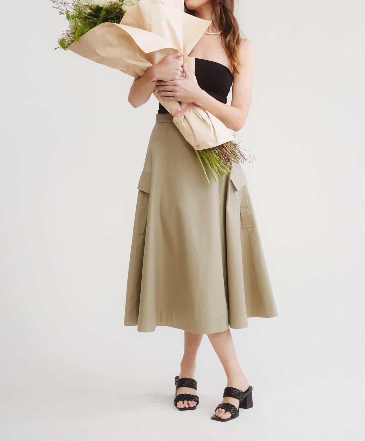 Flat White - Dune Cargo Midi Skirt
