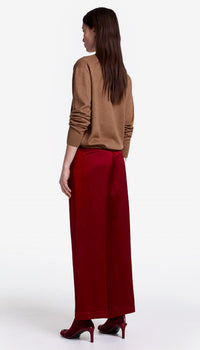Smythe Cropped Pleated Trousers in crimson 1 - women's pants - alternate view