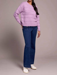 Tribal - Heathered Stripe Crew Neck Sweater
