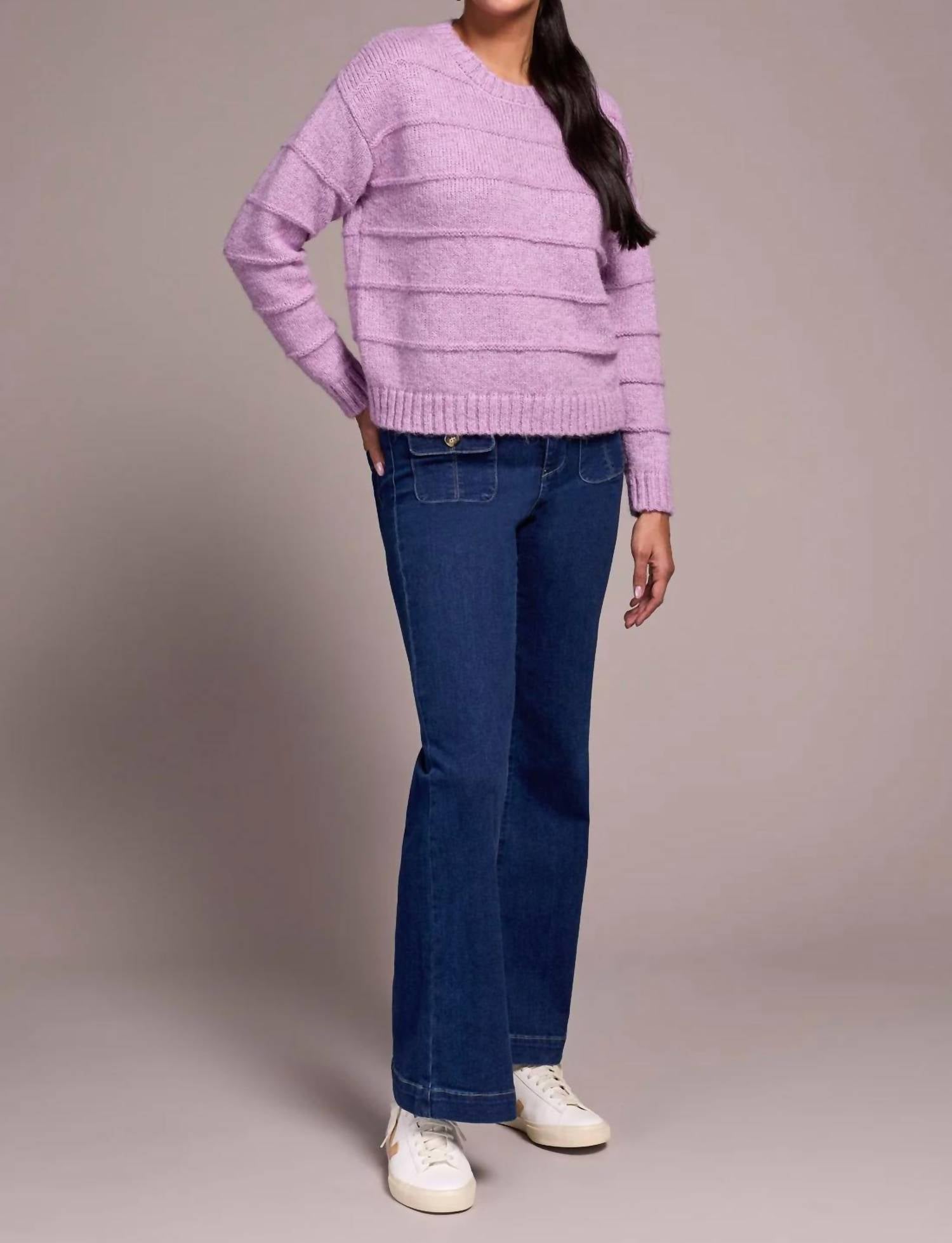 Tribal - Heathered Stripe Crew Neck Sweater