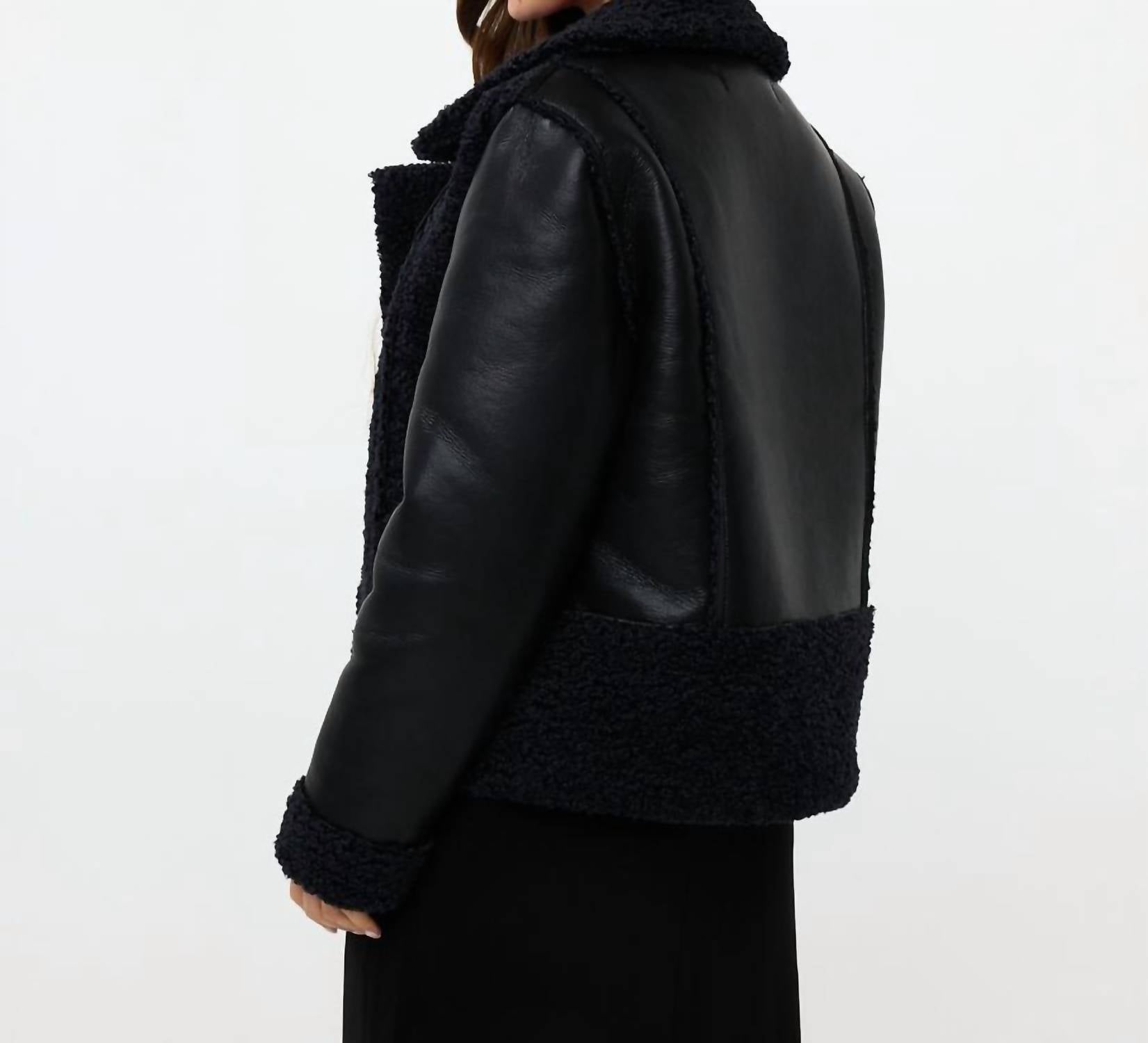 Esqualo - Faux Leather Sleeves Jacket
