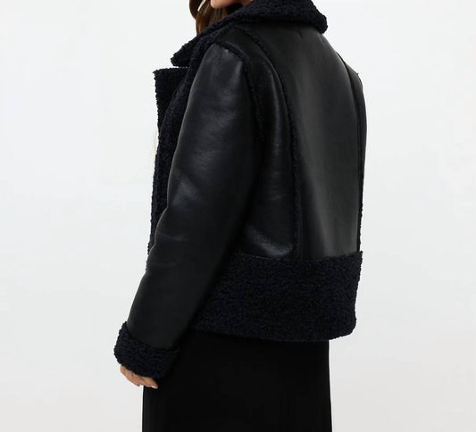 Esqualo - Faux Leather Sleeves Jacket