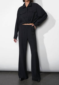 GREYLIN Abigail Drawstring Flared Pants in black - women's pants