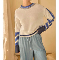 SKIES ARE BLUE Mixed Media Pullover in beige - women's sweater - detail view