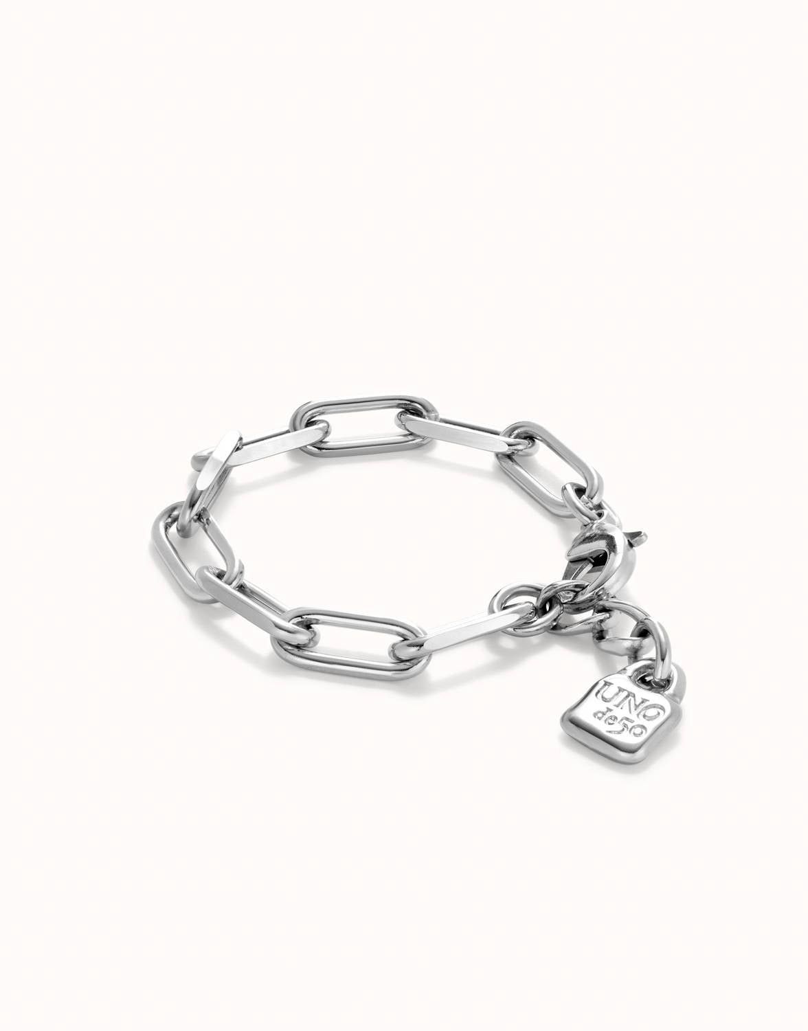 Unode50 - Unisex Paper Clip Link Bracelet With Padlock