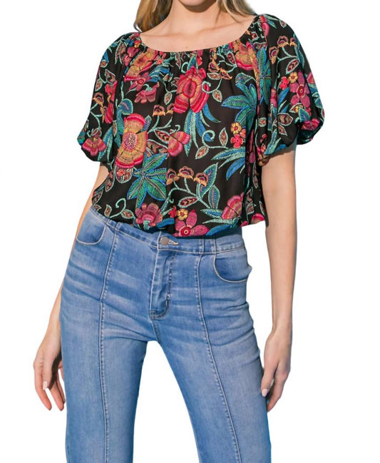 Flying Tomato - Floral Top with Puff Sleeves