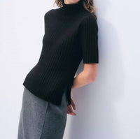 White + Warren - Cashmere Ribbed Mockneck Top