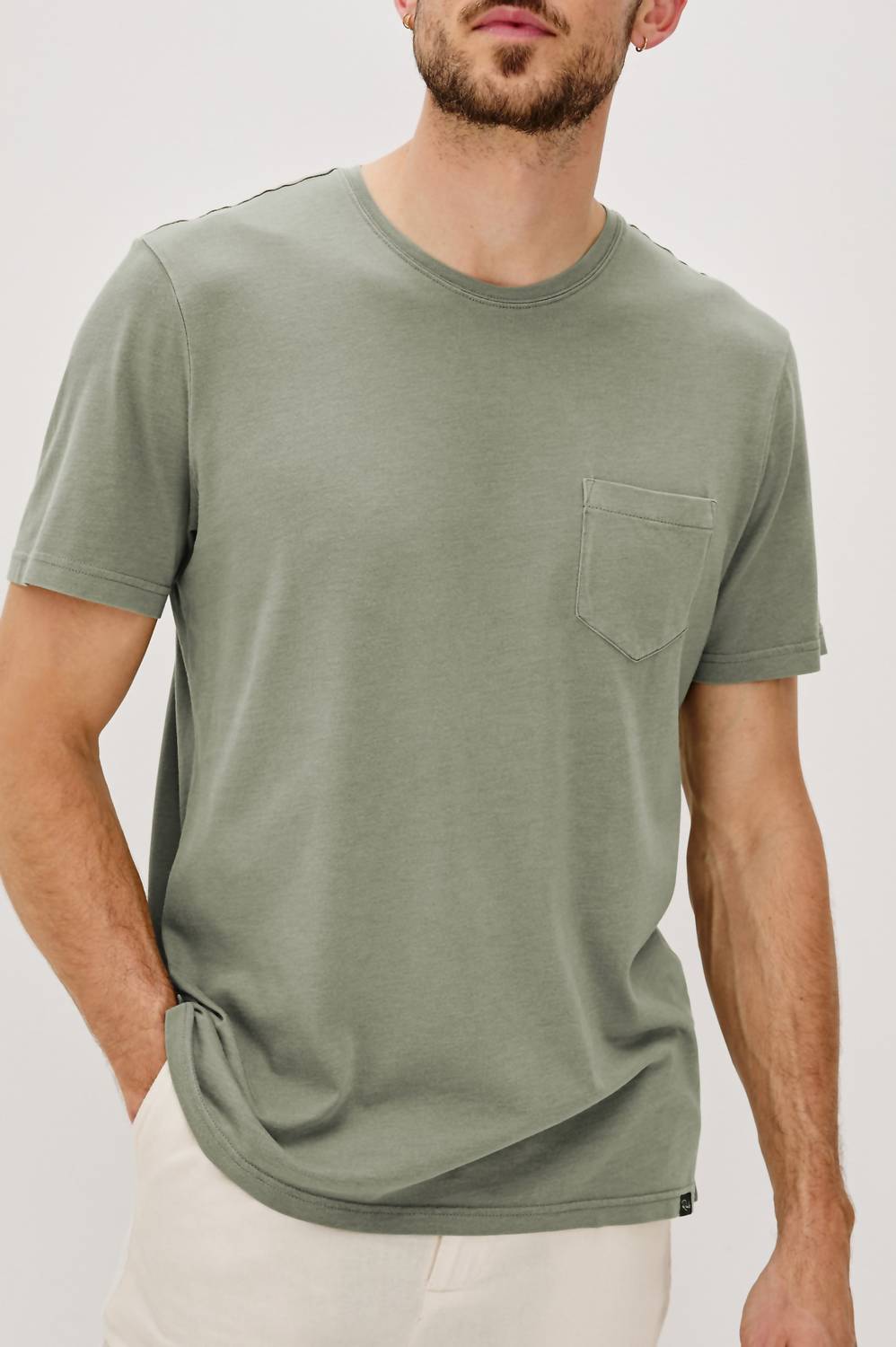 Rails Johnny T-shirt in olive - men's t-shirt - detail view