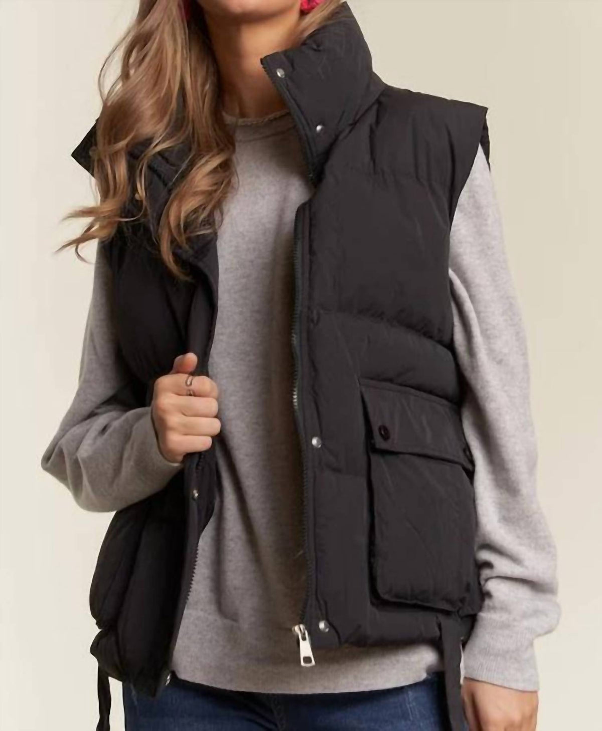 Adora - Front Zip Up Puffed Utility Vest