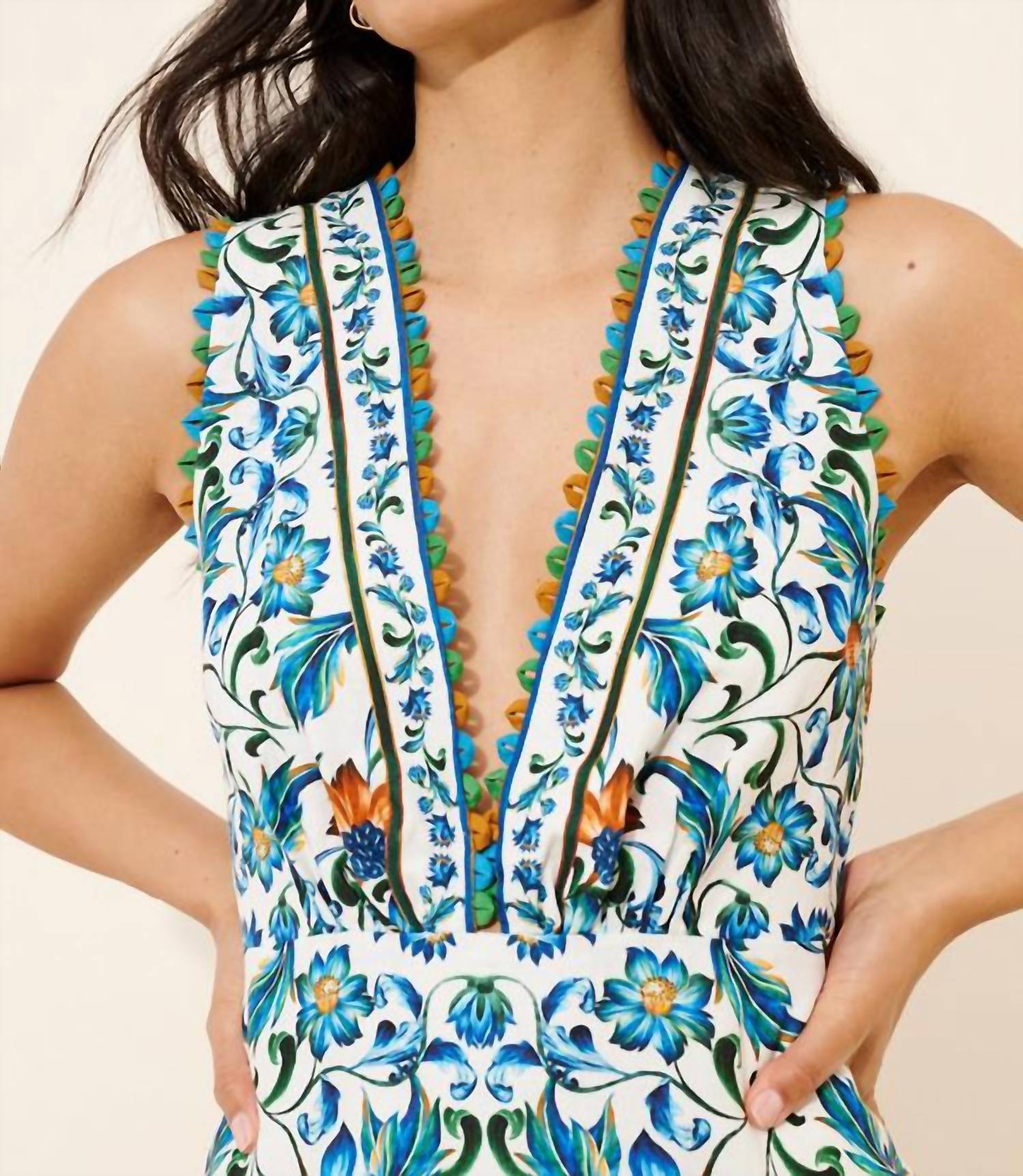 Farm Rio - Flora Tile Scallop Dress