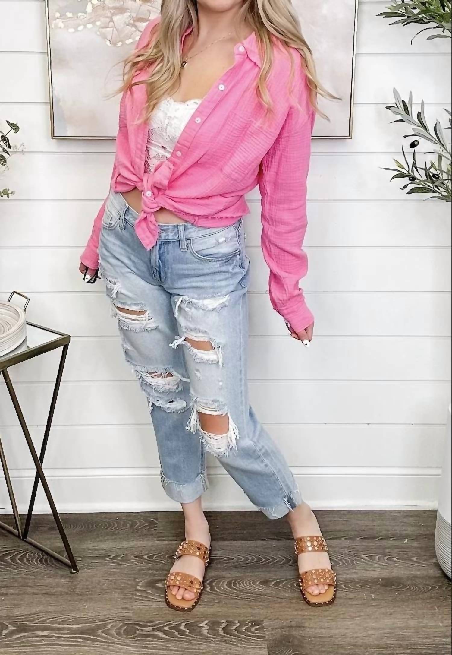Hem & Thread - Liking Myself Cotton Long Sleeve Button Up Shirt