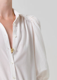 Citizens of Humanity Anya Puff Sleeve Shirt in sand microstripe - women's blouse - view 5