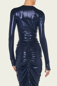 Norma Kamali - Long-sleeve V-neck Shirred Front Top