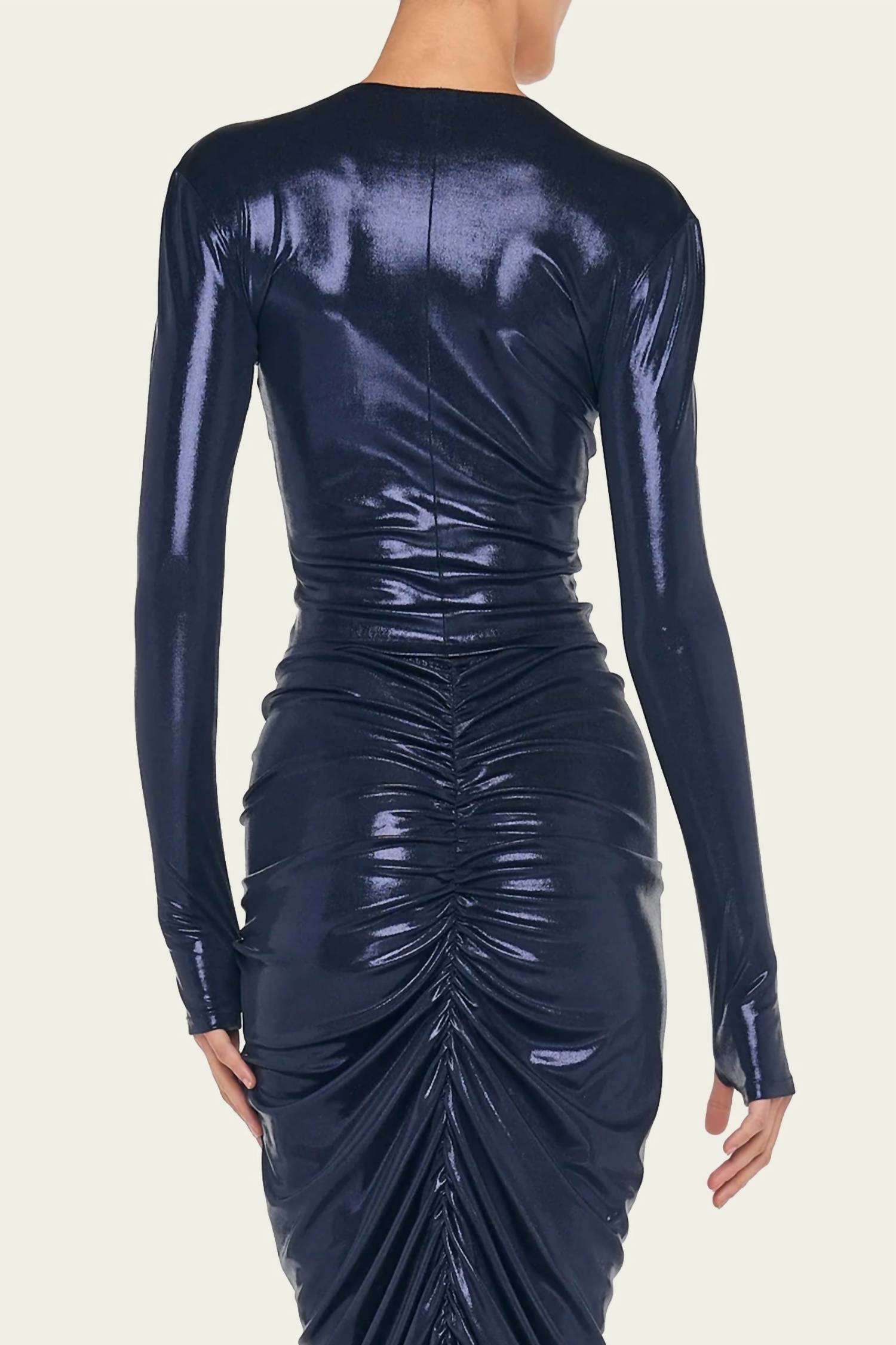 Norma Kamali - Long-sleeve V-neck Shirred Front Top