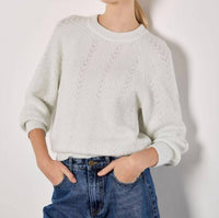 Apricot - Chevron Pointelle Lurex Sweater