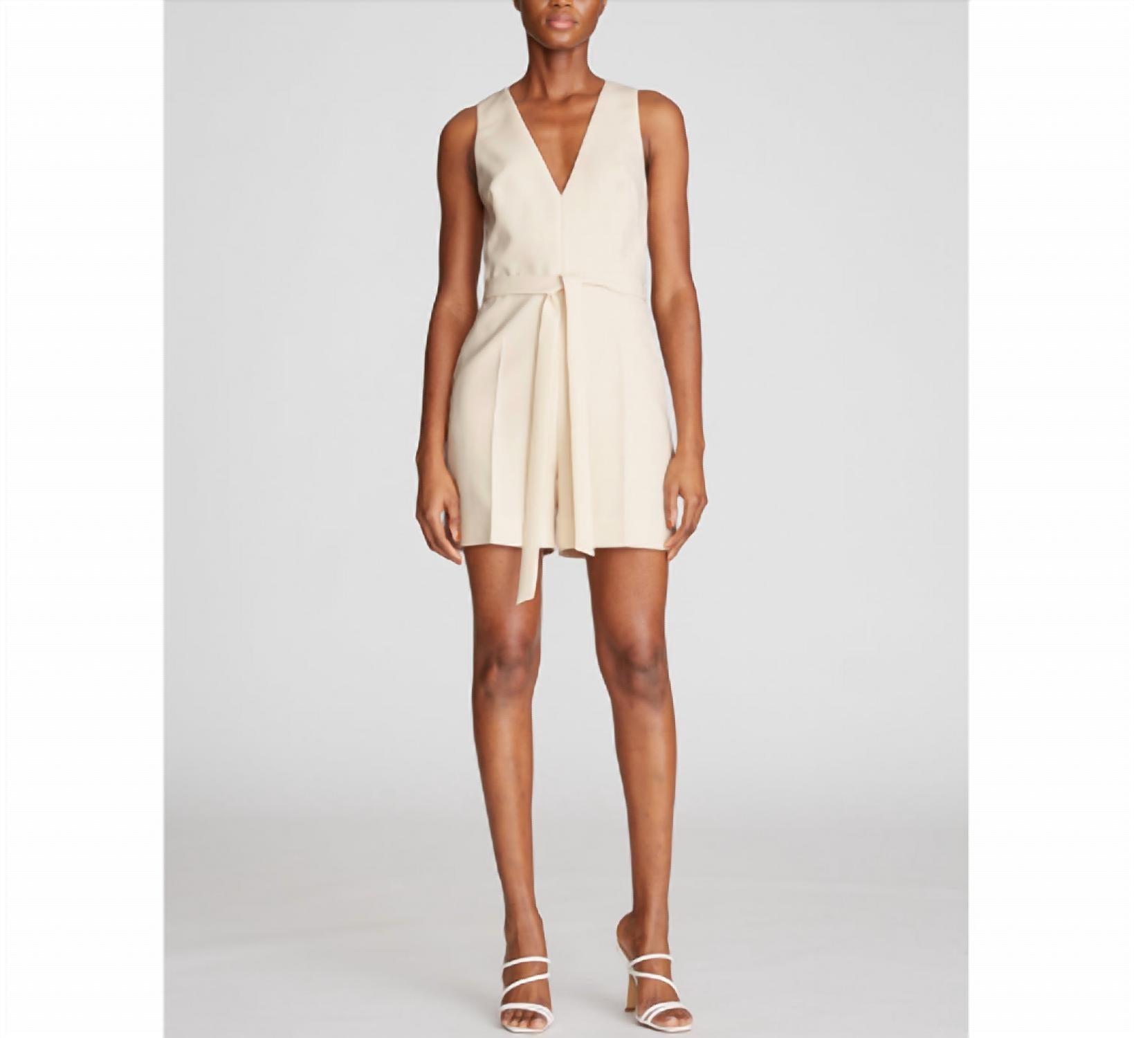 Halston Jordan V Neck Romper in buff - women's pants