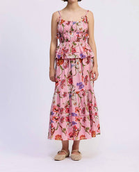 En Saison Celeste Maxi Skirt in pink red olive - women's skirt - detail view