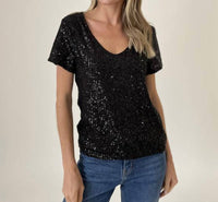 Six/Fifty - Anna Sequin Scoop Neck Top