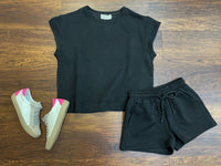 SEE AND BE SEEN Women's Call My Jet Textured Shorts in black - women's shorts