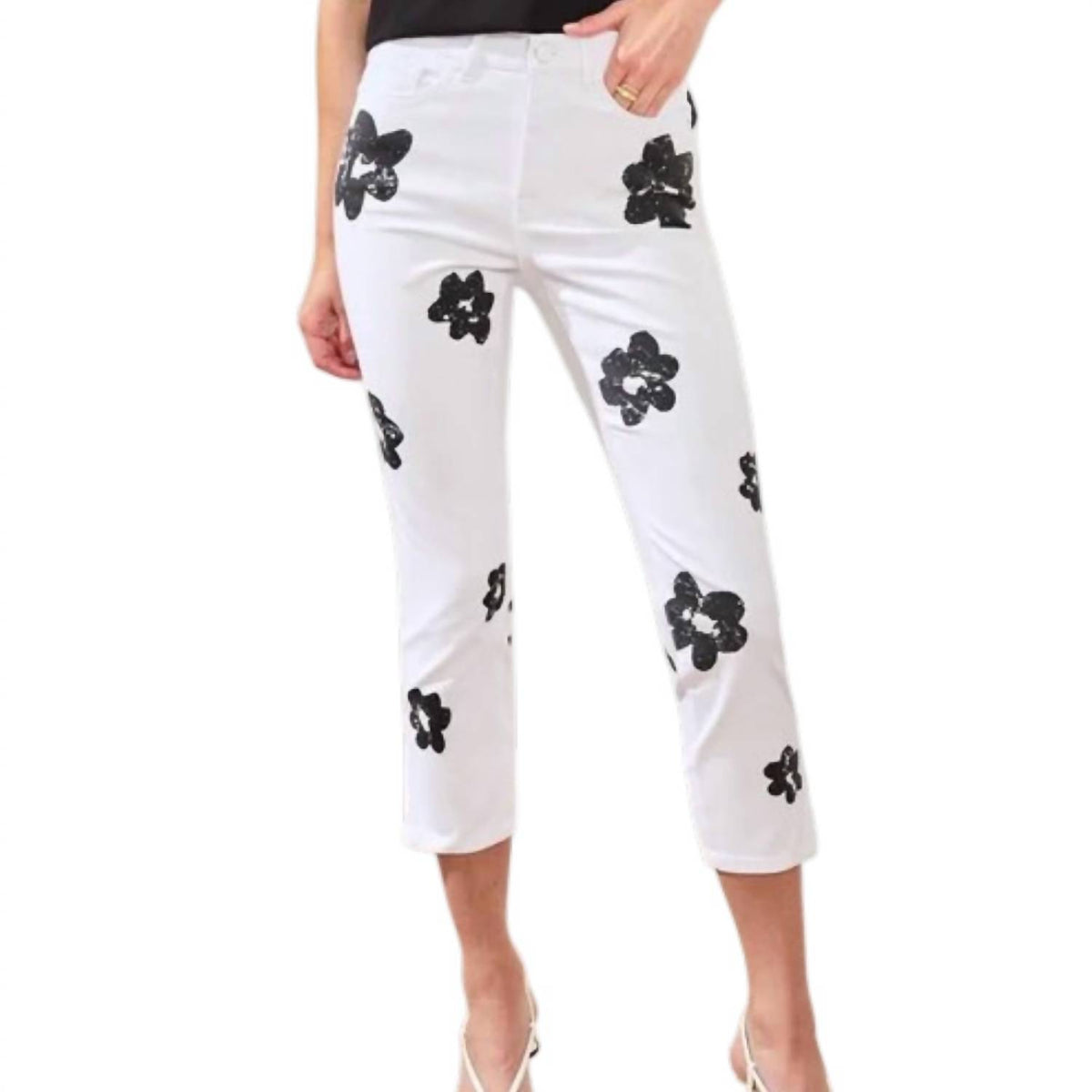 Tribal - Women's Audrey Printed Slim Crop Pants With Slit