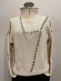 J. Society Women's Quarter Zip Up Sweater in oat - women's cardigan - alternate view