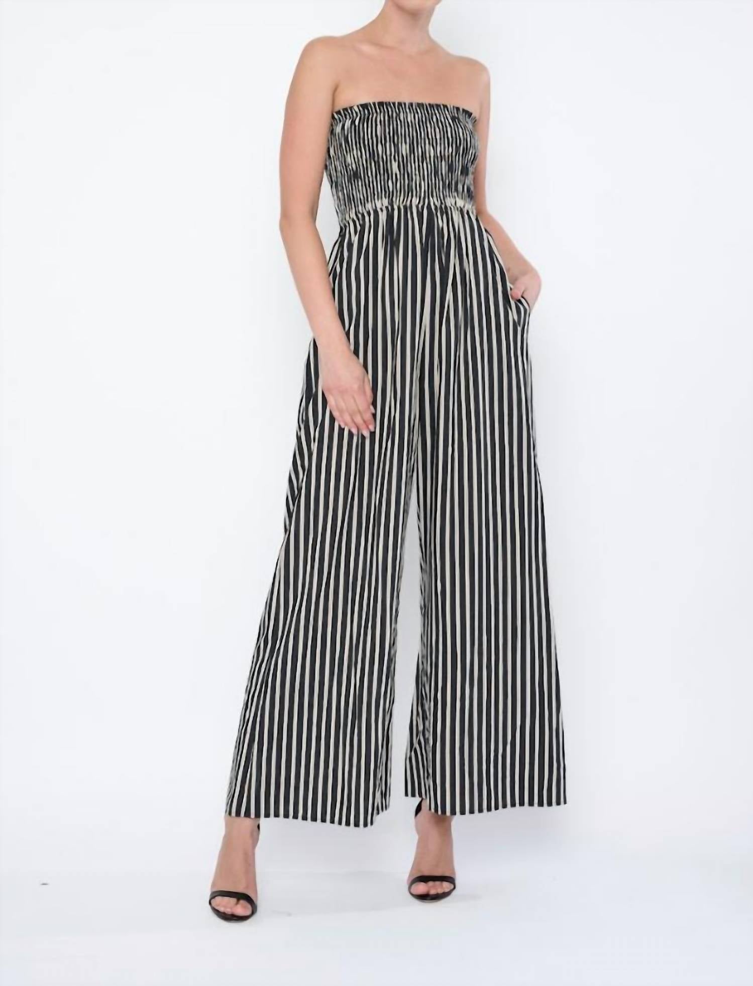 Flora Bea - Kollyns Strapless Smocked Jumpsuit