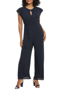 London Times - Cap Sleeve Keyhole Wide Leg Jumpsuit