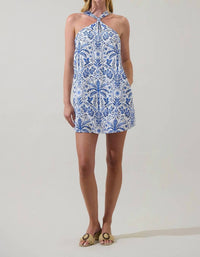 SUGARLIPS Romina Tropical Halter Mini Dress in multi - women's dress