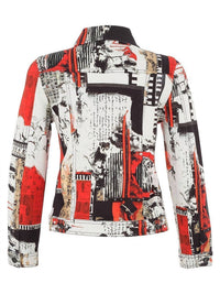 DOLCEZZA Women's Knit Jacket in red black white 1 - women's jacket - detail view