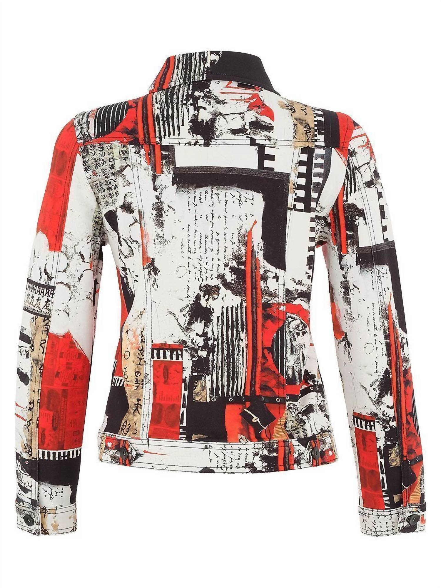 DOLCEZZA Women's Knit Jacket in red black white 1 - women's jacket - detail view