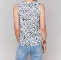 Charlie B - Printed Blouse with Ruffle Collar