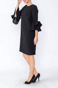 Ic Collection - Tiered-bell-sleeve Bow Mini Dress