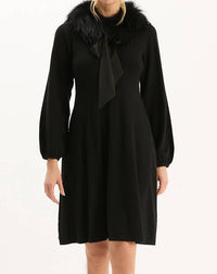Tyler Boe - Meghan Knit Dress with Fur Collar