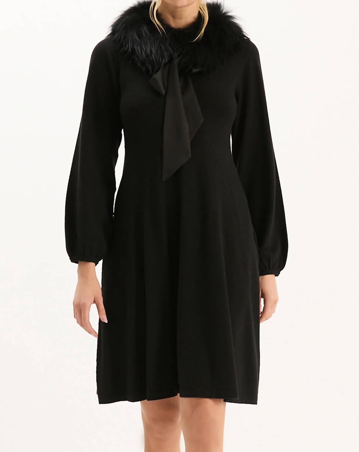 Tyler Boe - Meghan Knit Dress with Fur Collar