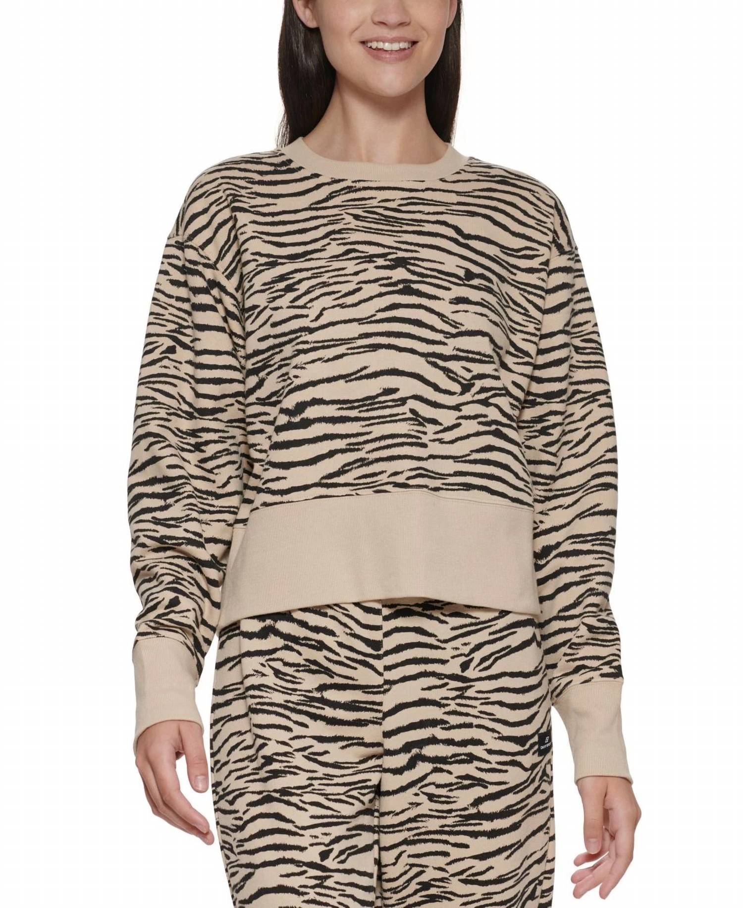 Dkny - Activewear Sport Tiger-Print Cropped Sweatshirt
