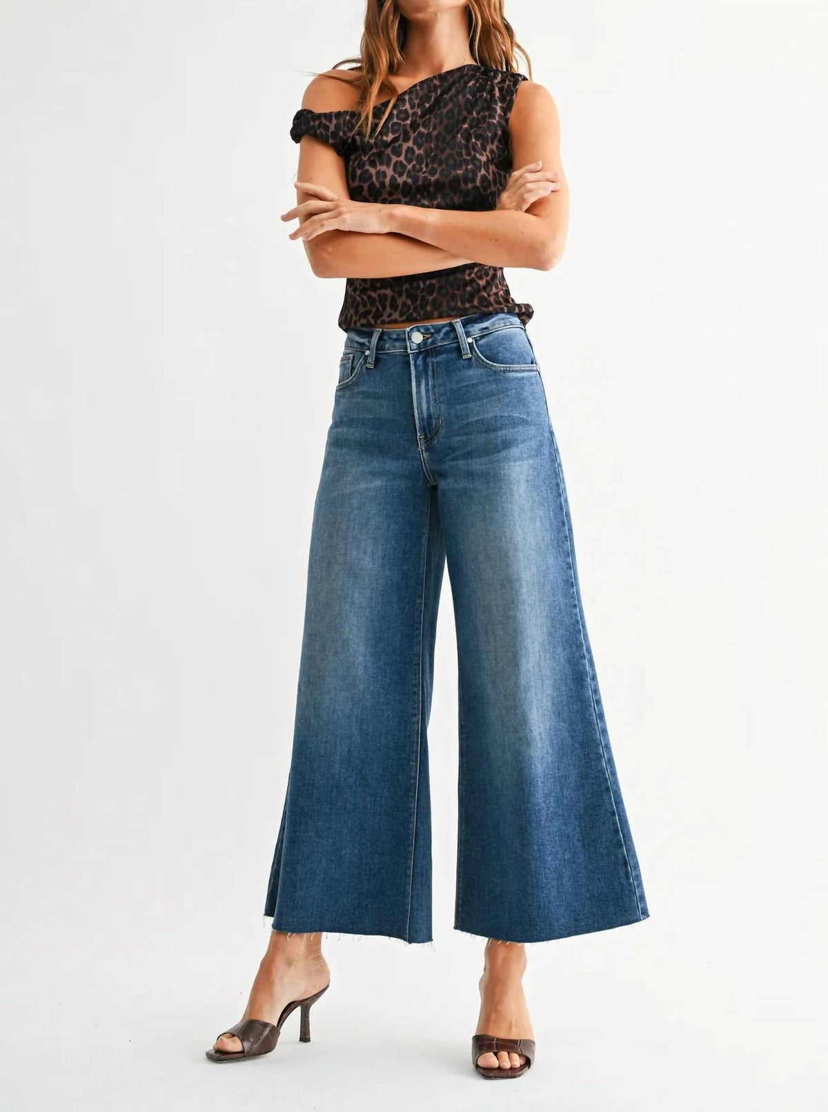 Just Black Denim - Wide Leg Flare Crop Jean