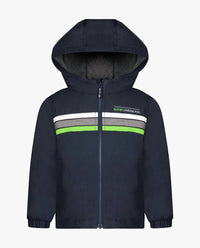 London Fog - Toddler Boys Zip Front Hooded Sporty Stripe Raincoat