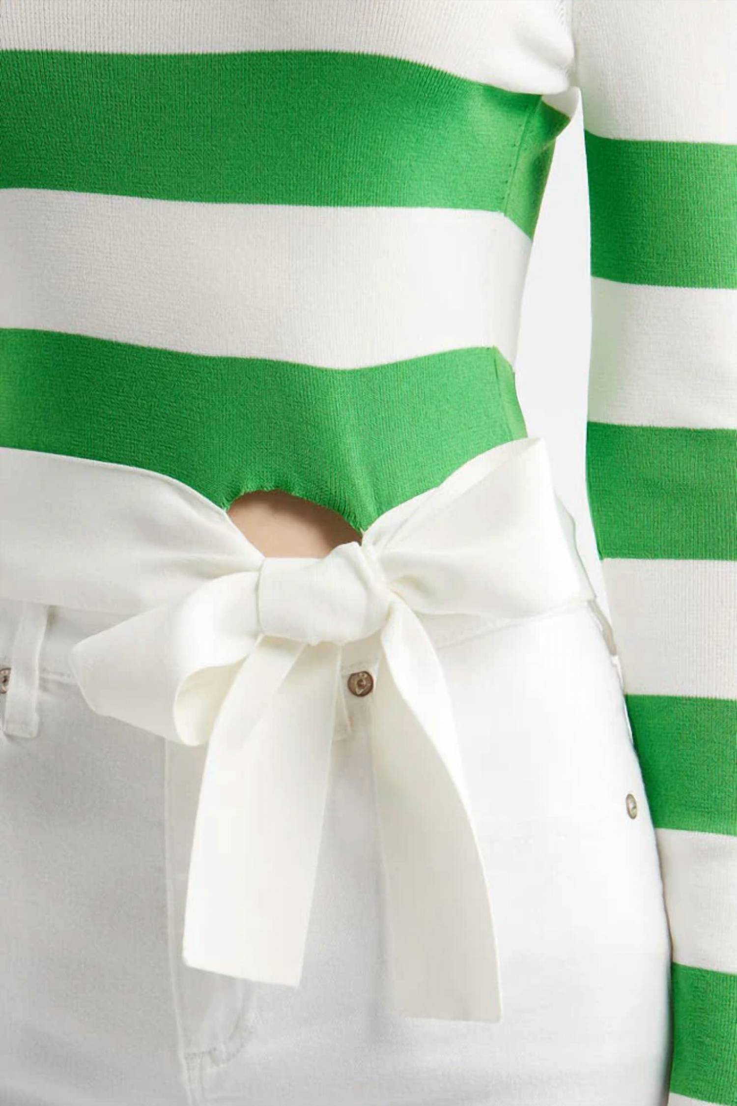 Milly - Gia Stripe Waist Tie Pullover Sweater