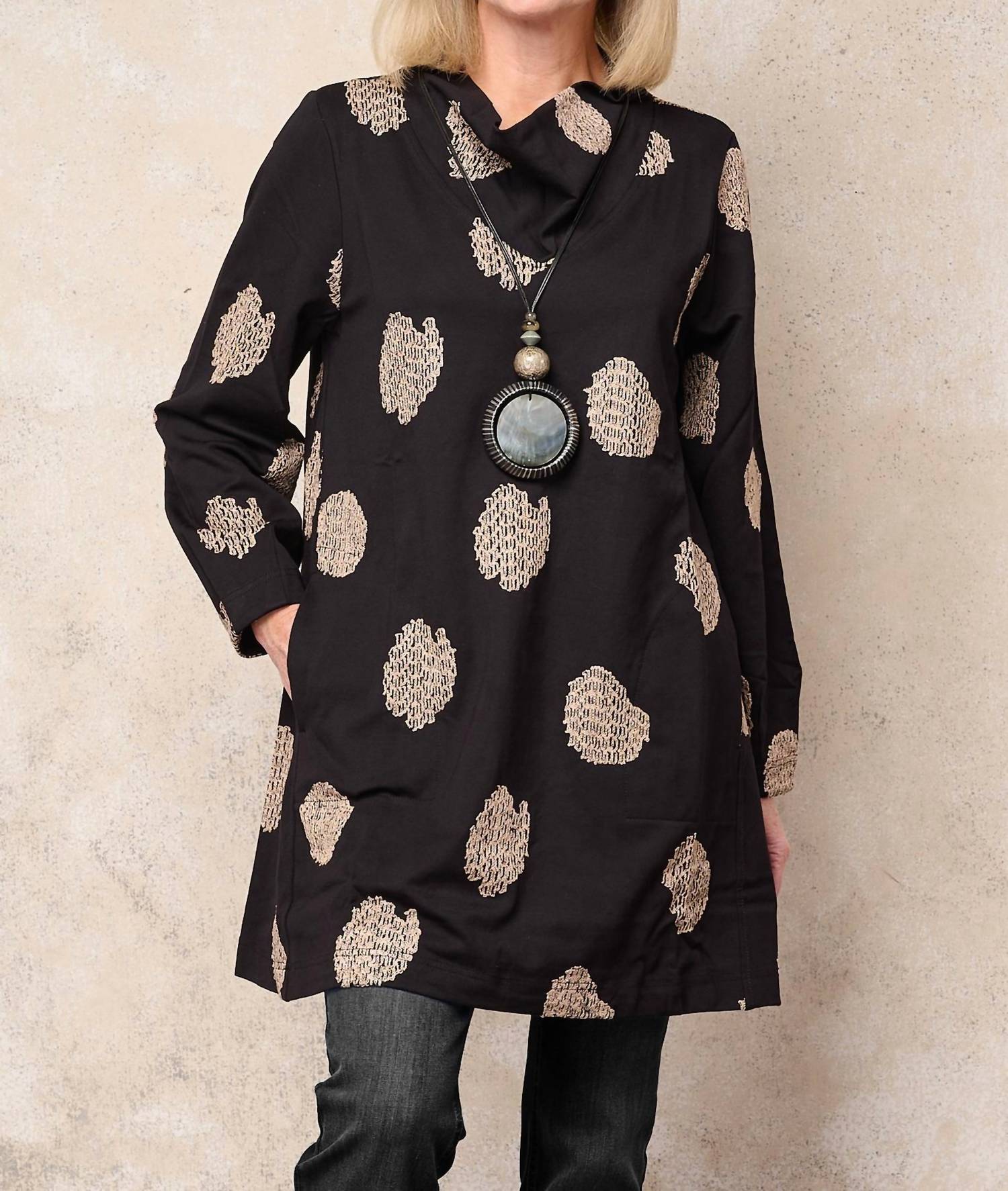 Noen - Abstract Pattern Cowl Neck Tunic