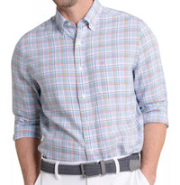 SOUTHERN TIDE Emerald Shores Plaid Headland Long Sleeve Sport Shirt in cerulean - men's shirt
