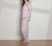 The Sleep Code - Women's Striped Linen Long Pj Set