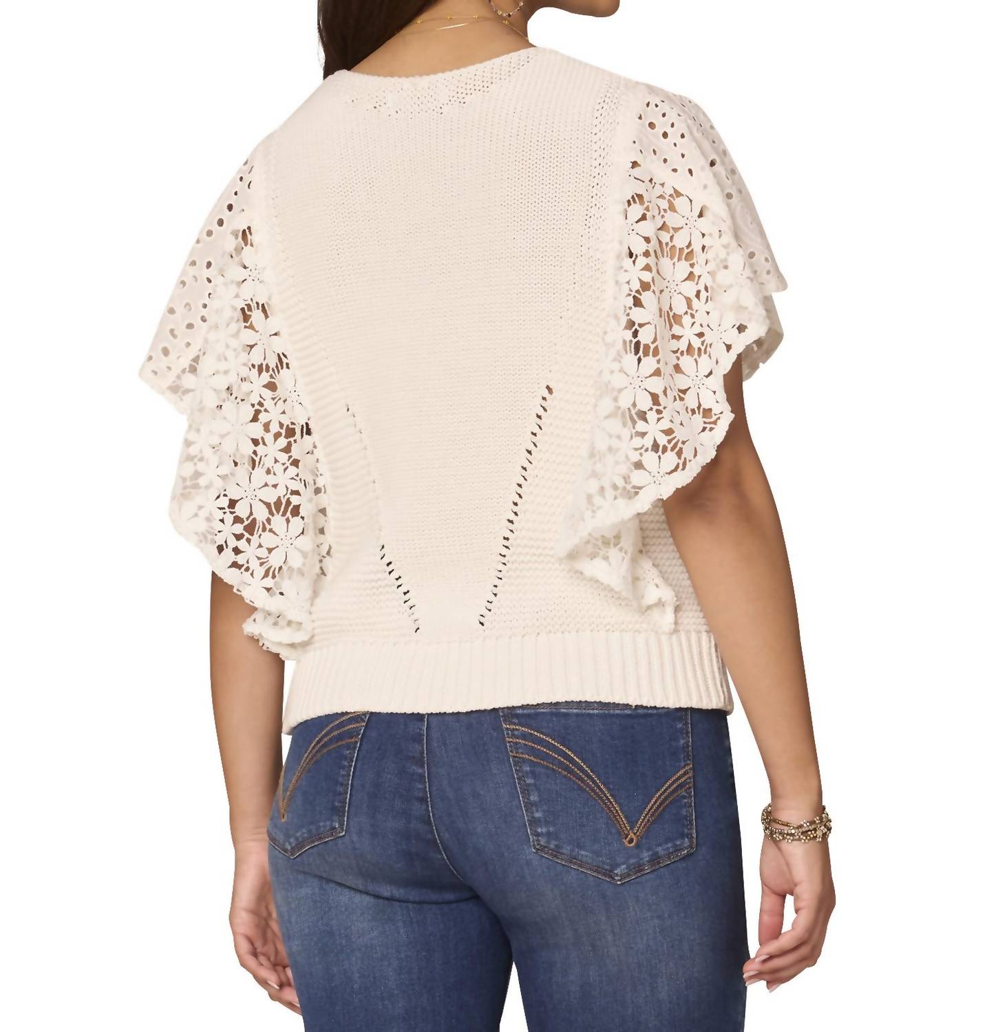 Democracy - Flutter Short Sleeve Mix Media Top