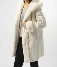Joseph Ribkoff - Hooded Reversible Faux Fur Coat