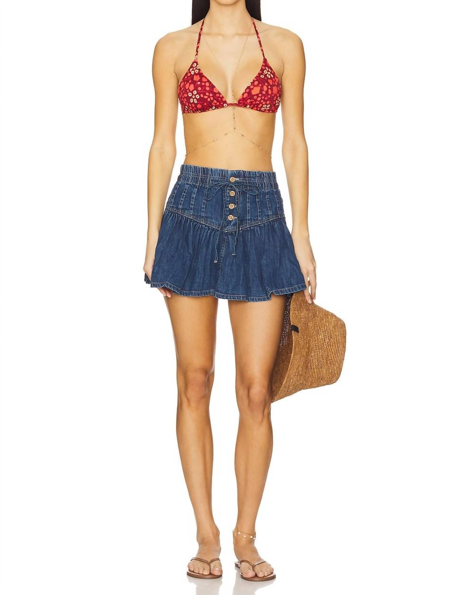 Free People - Roselle Denim Mini Skirt